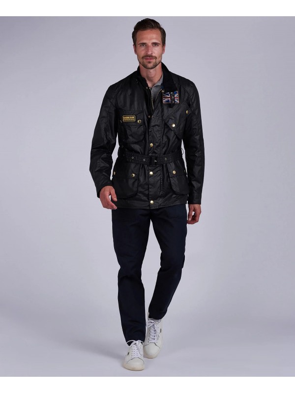 Barbour international mens union jack wax deals jacket black mwx0068bk91